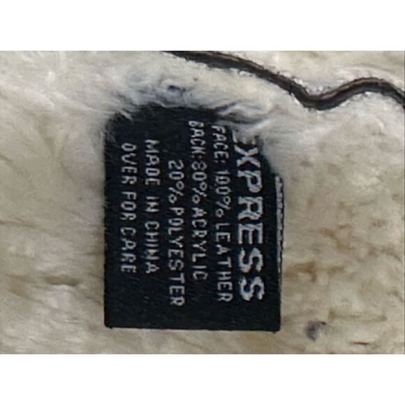 Express vintage suede leather Sherpa lined jacket M - Picture 11 of 12